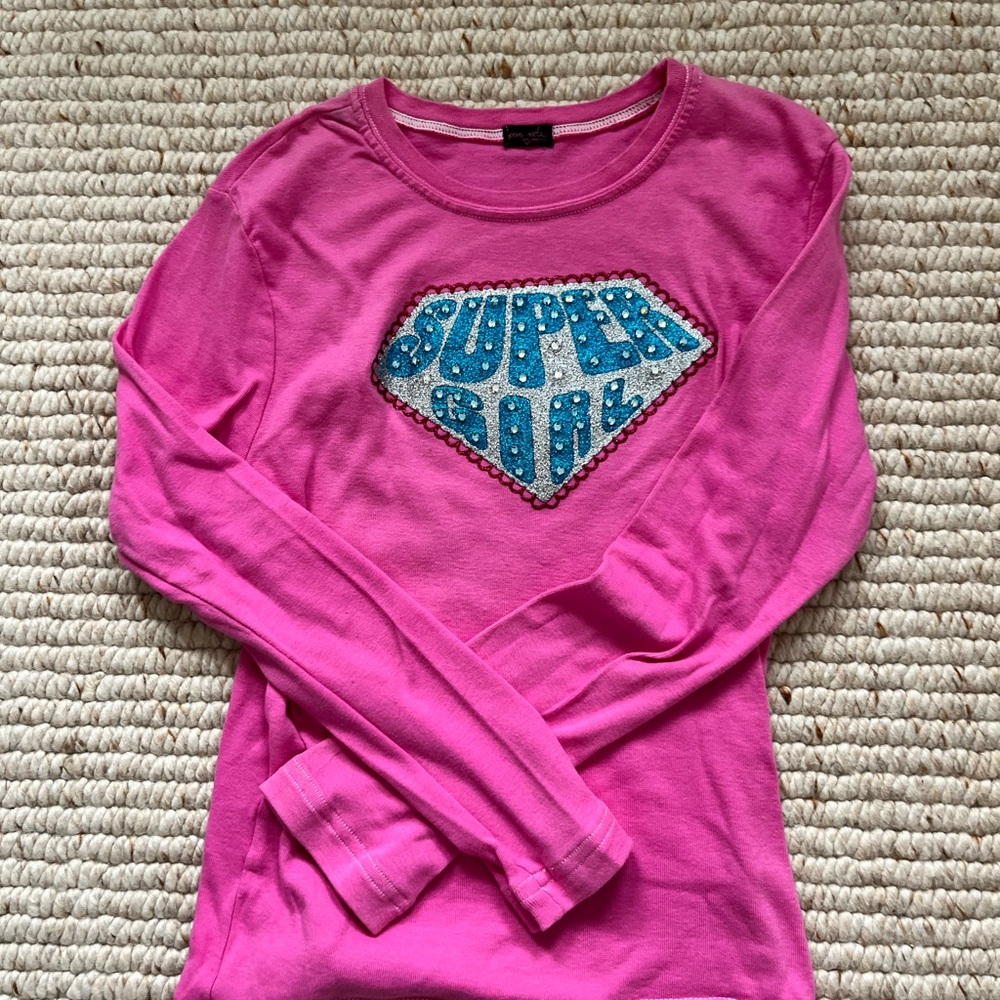 Pink “Super Girl” Long Sleeve Shirt Joomi Jolz Los Angeles